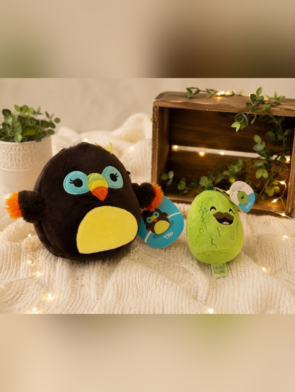 🍋‍🟩 NWT Squishmallow Bundle Black Tucan And Mc Donald's Green Pickle